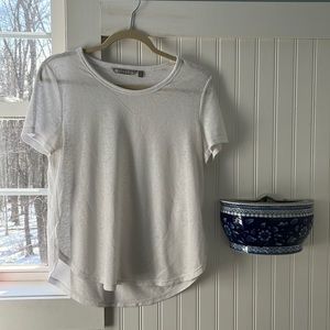 Athleta tee, light, white.  Modal and polyester.